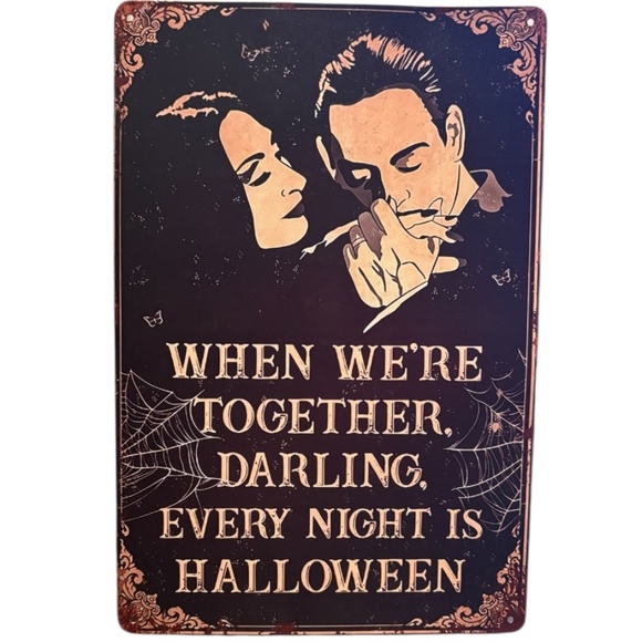 The Addams Family Morticia And Gomez Wall Decor Metal Sign 8"X12" Halloween - Picture 2 of 4